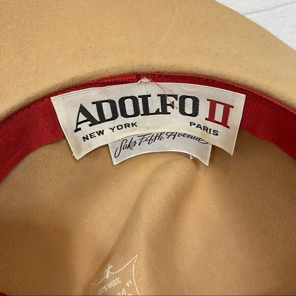 Vintage Adolfo II Fedora Style Wool Hat with Feathers and Hat Band - Picture 4 of 13